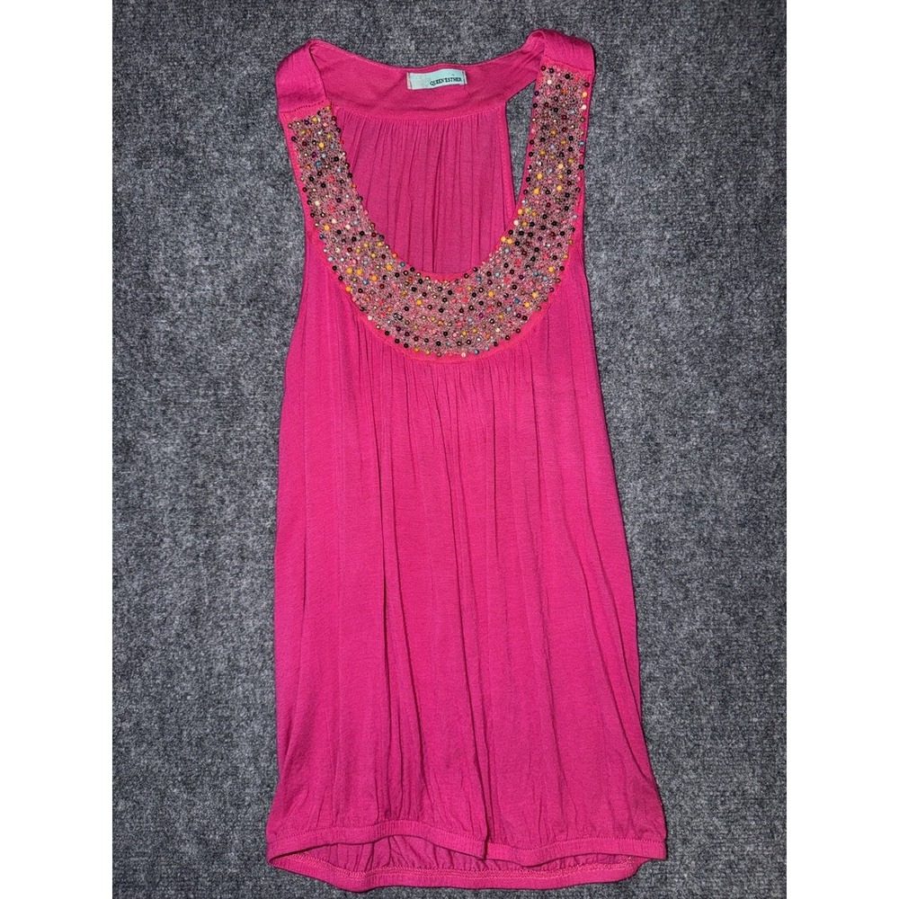 Y2K beaded tank top size small Queen Esther  festival vibes
